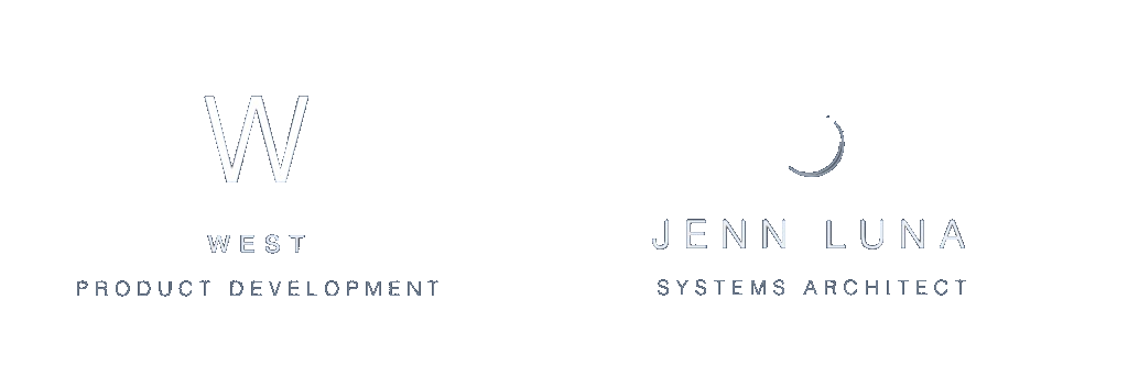 West Product Development & Jenn Luna logos
